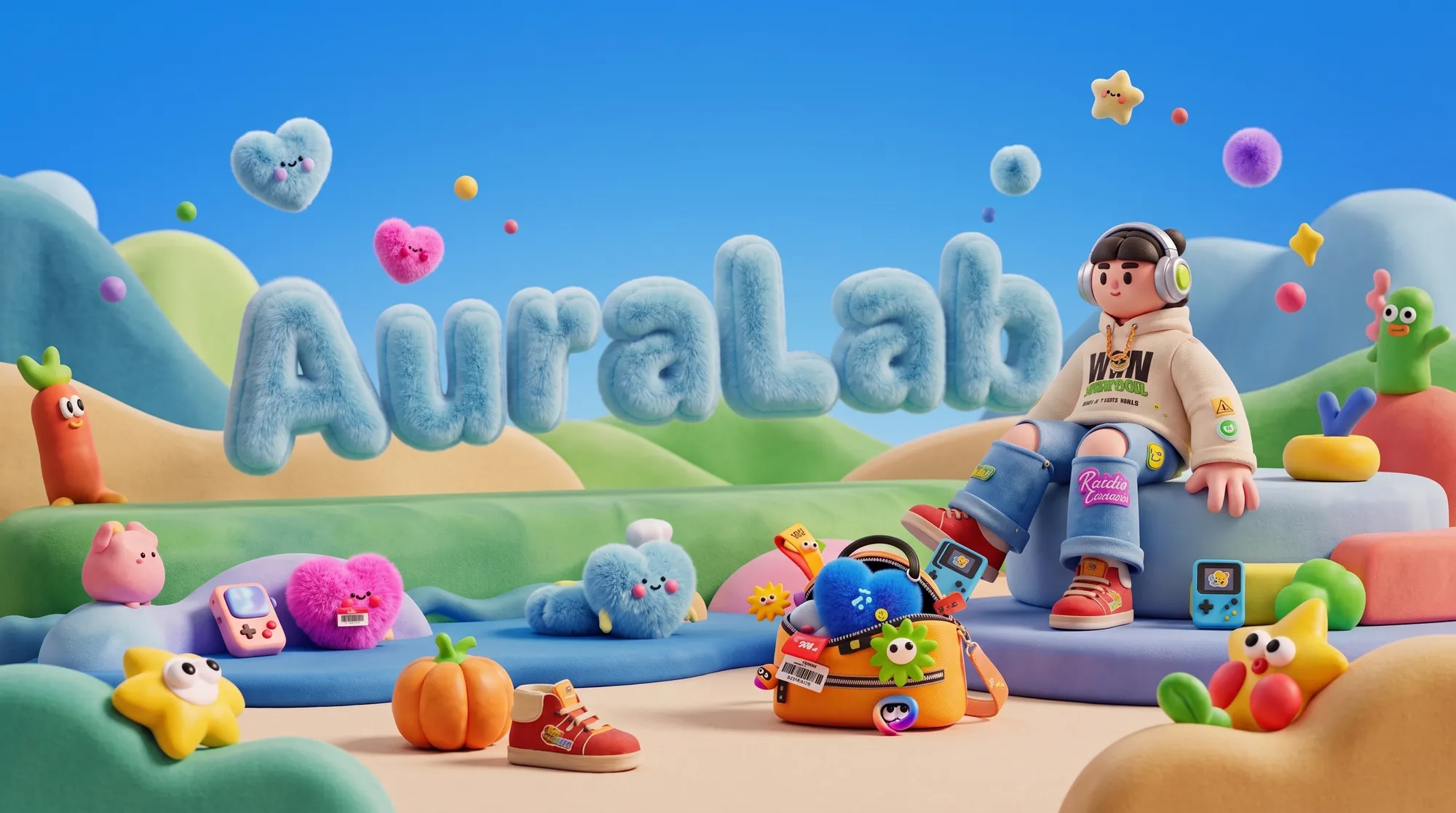 Мир AuraLab: пушистые буквы, ученик в наушниках и маскоты школы